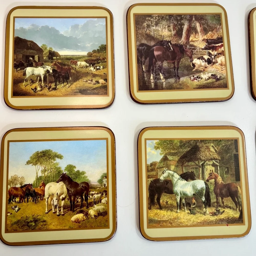Vintage Pimpernel Coasters, 6pcs, Horses, Beige‎